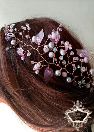 Дизайнерска украса за коса в цвят светло лилаво - Lilac by Rosie